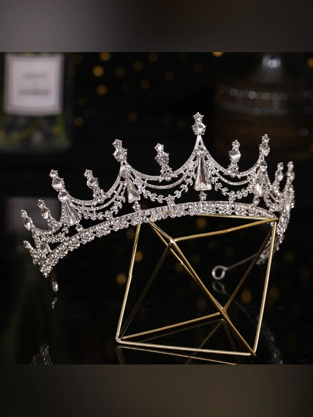 Silver Crystal Rhinestone Tiara Crown for Women